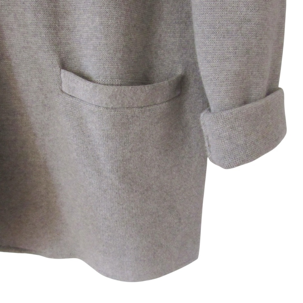 J Crew Factory Gray Sweater Blazer Medium Cotton Pockets Knit 2 Button Office - Picture 5 of 9